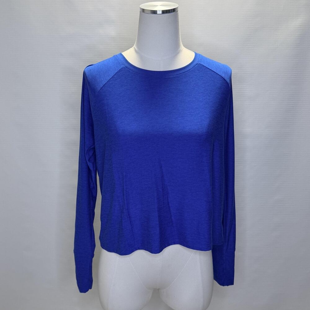 PrAna Shirt Womens Medium Blue Long Sleeve Raglan Relaxed Fit Casual Tee Yoga